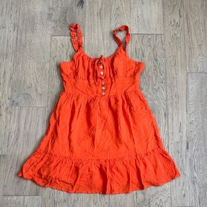 Ever After Chic Orange Mini Dress with Ruffle Straps Size Medium